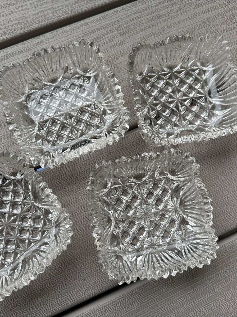 Vintage Clear Pressed Glass Trinket Dishes - Set of 4